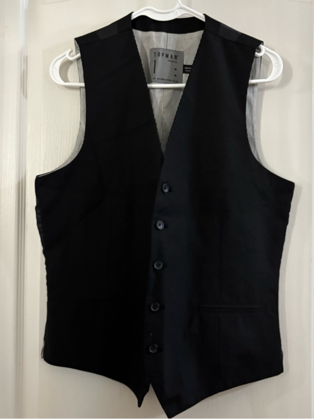 Topman Black Men's Vest with Pinstripe Lining